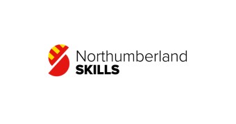 The logo of Northumberland Skills, a red and yellow icon with black text.